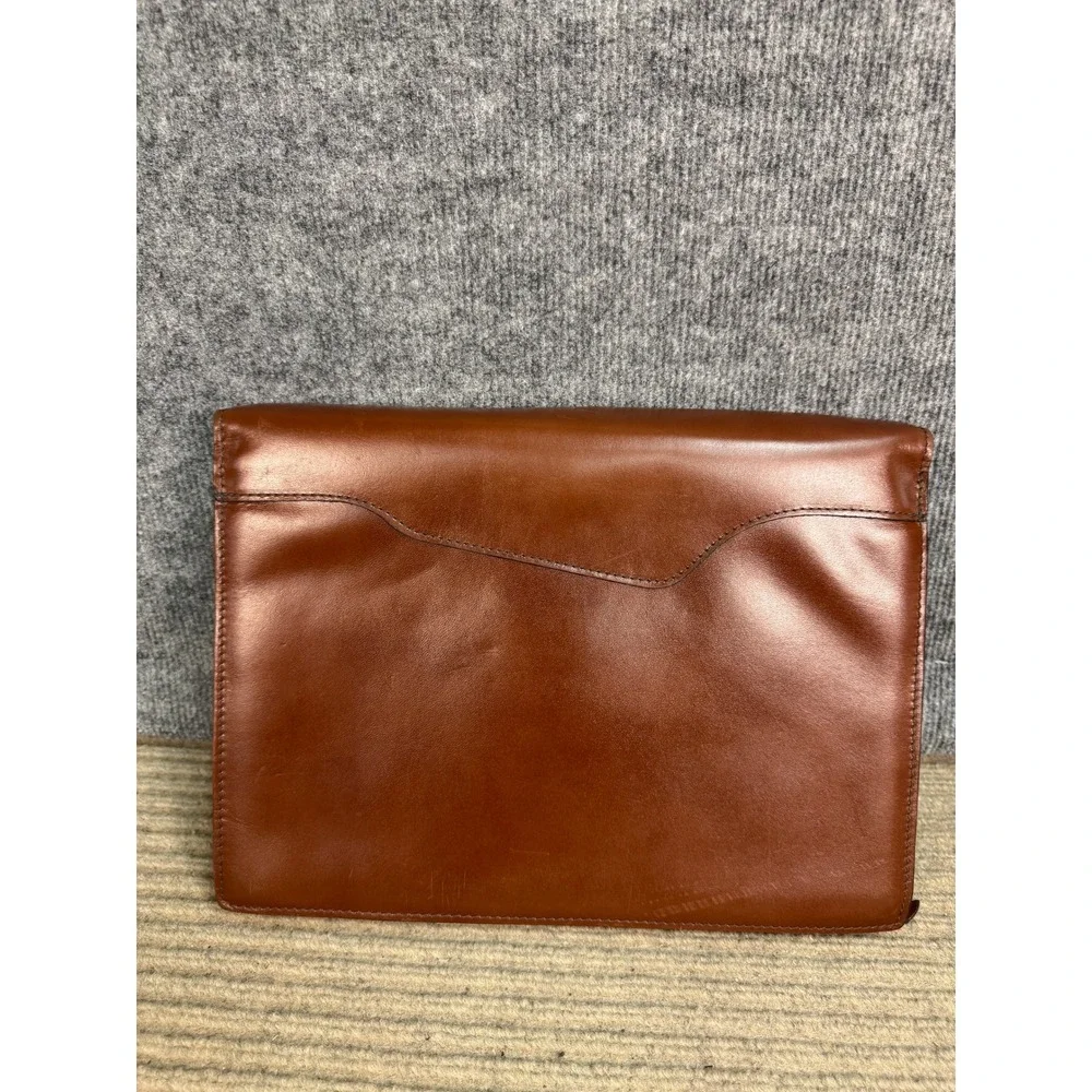 Vintage Brown Leather 3 Ring Binder Portfolio Organizer Zippered Document Case